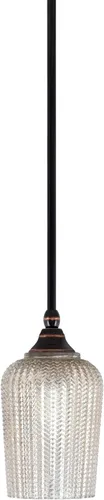 Vista 25 de Toltec Lighting Tallo Colgado Mini colgante, acabado de cobre negro, 3.5" cuadrado humo burbuja vidrio