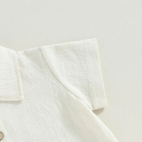 Vista 6 de Karuedoo Conjunto de 2 piezas de ropa de algodón y lino de manga corta con botones y pantalones cortos para el verano A-beige Marrón