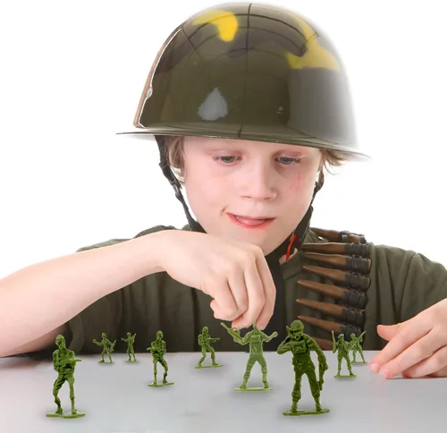 Vista 5 de Fun Central Green Army - Figuras de acción de soldado de juguete para niños, paquete a granel de 144 soldados en posturas surtidas