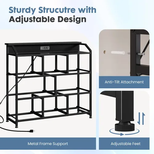 Vista 8 de DUMOS - Cómoda para TV con 8 cajones de tela, cómoda, color negro APP Control LED Lights and Type-C Charging Station, Fabric Storage Tower TV