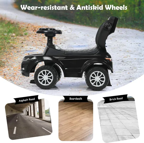Vista 3 de HONEY JOY Cochecito Empujador con Pedal, Coche Deslizante con Manija de Empuje y Barrera Desmontable, Sonido y Luces, Almacenamiento Bajo