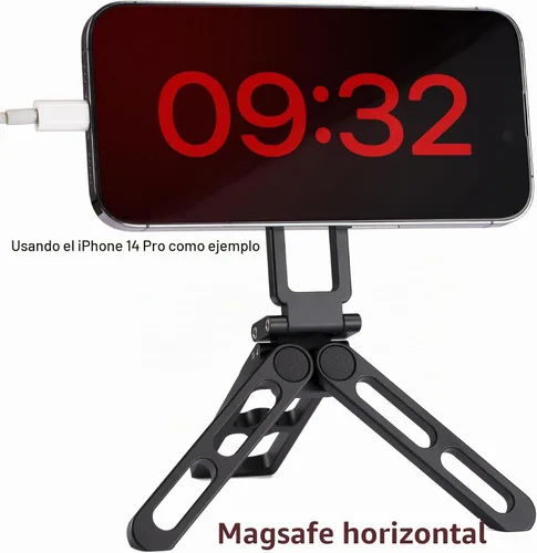 Vista 2 de Trípode de bolsillo compatible con MagSafe, sujeción magnética resistente, altura ajustable para teléfonos MagSafe, ideal para vlogging