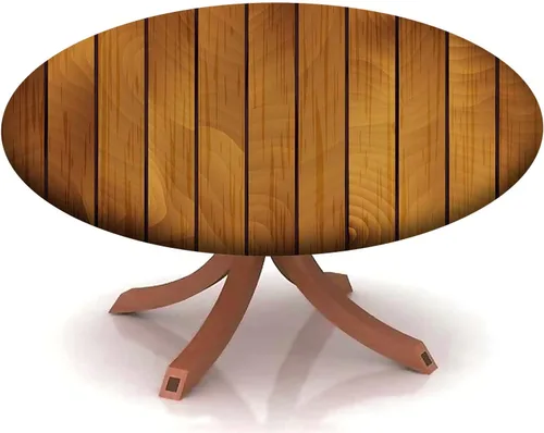 Vista 25 de Mantel redondo ajustable con patrón marítimo, borde elástico, adecuado para catering y cocina, se puede limpiar con el mantel de mesa redonda