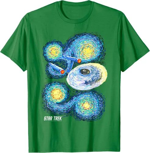 Vista 4 de Star Trek Camiseta de pintura de noche estrellada de la serie original, Negro, S