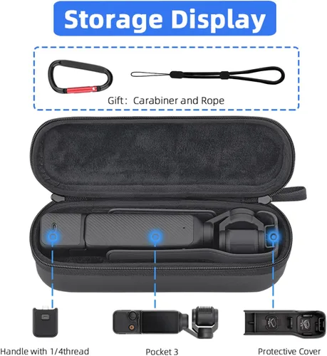 Vista 7 de BRDRC Estuche de transporte para DJI Osmo Pocket 3, estuche de almacenamiento duro portátil, bolsa de transporte bolsillo 4/Xtra Muse Accesorios