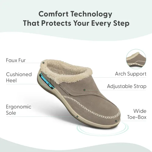 Vista 12 de Orthofeet Charlotte - Pantuflas ortopédicas con forro de piel sintética para mujer