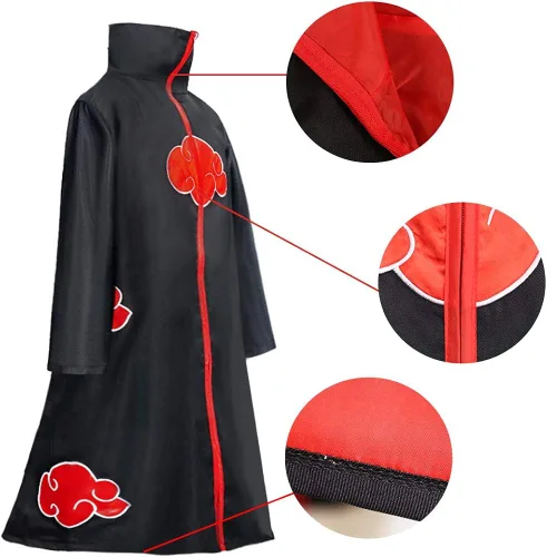 Vista 3 de Kicpot Disfraz unisex de capa de anime 8 piezas uniforme de Halloween con diadema y anillo