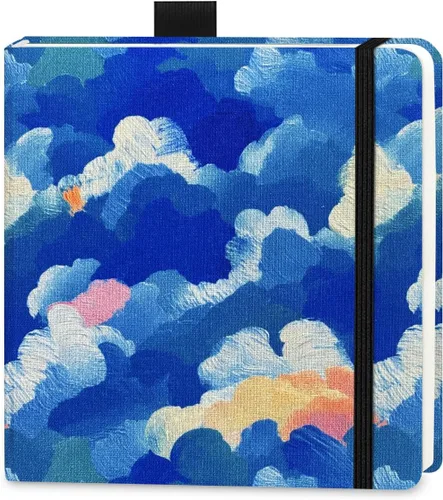 Vista 8 de E-WEICHEN 5x5 Cuadernos de acuarela de tela portátiles hechos a mano con tapa dura de tela cosida para viajes Papel para acuarela de 140LB/300gsm 20