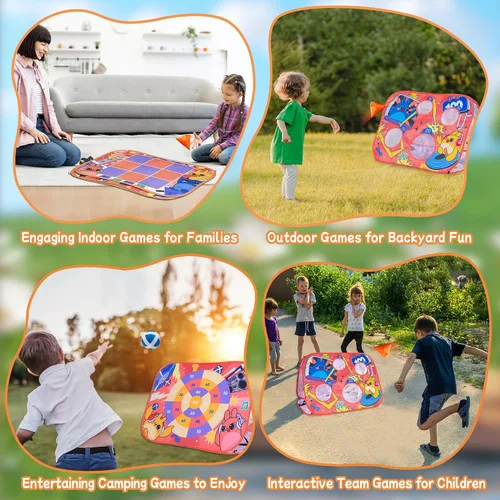 Vista 8 de Giant 3 in 1 Bean Bag Toss Game for Kids, Toddler Outdoor Toss Toys for 2 3 4 5 6 7 8 Year Old Boys Girls, Family Party Supplies, Cornhole Party