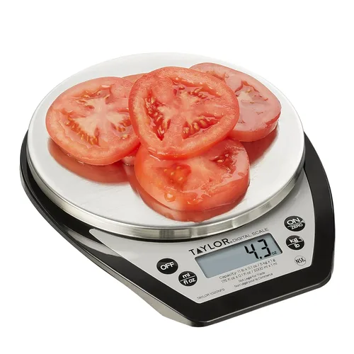 Vista 3 de Taylor Báscula digital compacta 1020NFS, báscula multifuncional para medir el peso y control de porciones, función de tara, NSF, plataforma de acero