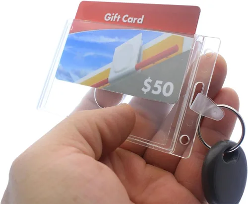 Vista 3 de Specialist ID Rigid Fuel Card Holder with Key Ring - Clear Hard Plastic Card Protector Keychain for Fleet, Gas Cards