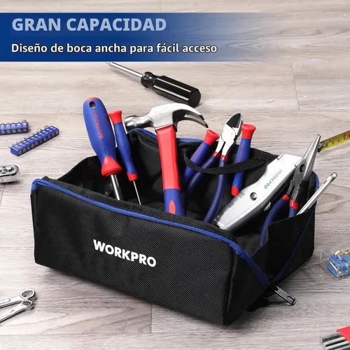 Vista 6 de WORKPRO Bolsa de herramientas con cremallera, bolsa de almacenamiento de herramientas utilitaria de boca ancha de servicio pesado de 10", funda