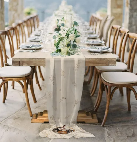 Vista 4 de Elegant Pumpkins Chiffon Table Runner 55 Inches Long, Voile Sheer Tulle Runner for Rustic Wedding Reception Bridal Shower Decorations Birthday