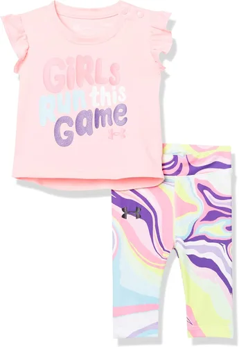 Vista 2 de Under Armour Conjunto de camisa y leggings de manga corta para niñas, elástico duradero y ligero Vivid Lilac Sp22