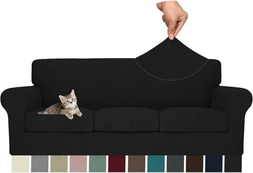 Vista 11 de MAXIJIN 2 piezas de fundas para silla con brazos, funda para silla de sofá para sala de estar, funda elástica para perros para una silla con 1 cojín