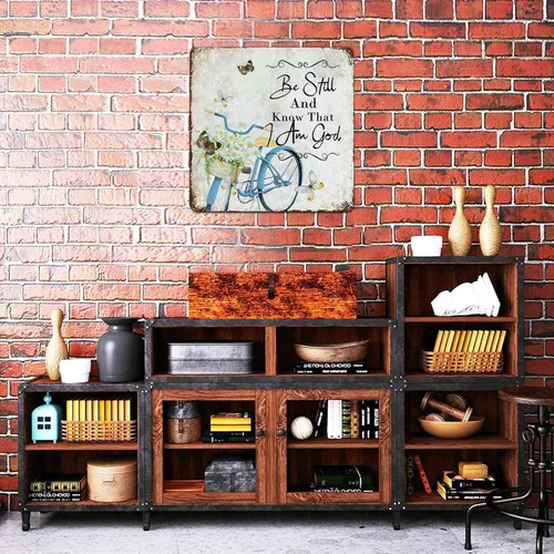 Vista 3 de Letrero de pared de metal inspirador de 10 x 10 pulgadas, con versículo bíblico, arte de pared, póster de lata cristiana, flores de acuarela en una
