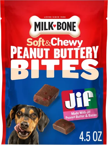 Vista 10 de Milk-Bone Galletas para perro bañadas con mantequilla de cacahuete real, horneadas, 32 onzas, (paquete de 4)