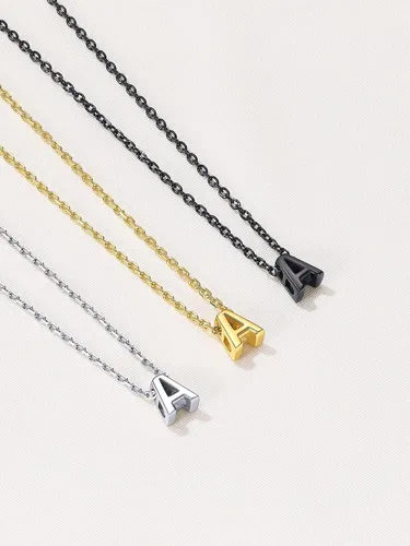 Vista 9 de ChicSilver - Collar de plata de ley 925 con inicial para mujeres y niñas, joyería de letras delicadas, para regalo personalizado (con caja de regalo)