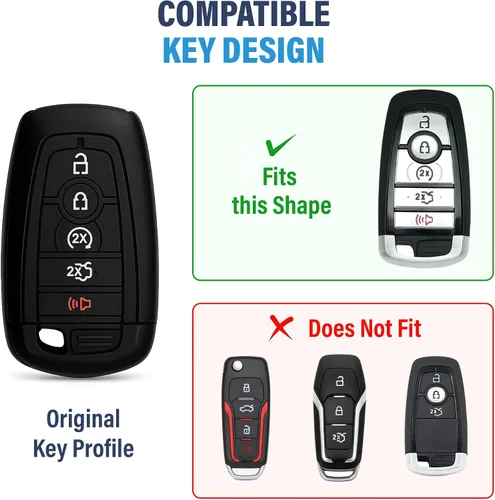 Vista 2 de Funda de llavero de silicona Autobase compatible con Ford Explorer Mustang Expedition Bronco F-150 Raptor Fusion F250 F350 F450 F550 Edge 2025 2024