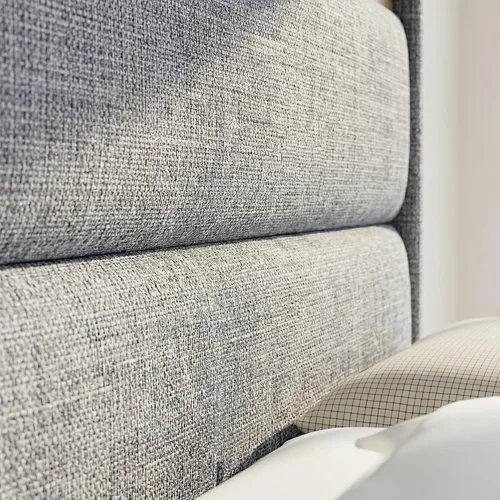 Vista 3 de Base de cama matrimonial con cabecera de almacenamiento con respaldo alado de 51.8 pulgadas, plataforma tapizada gris con estación de carga (tipo C)