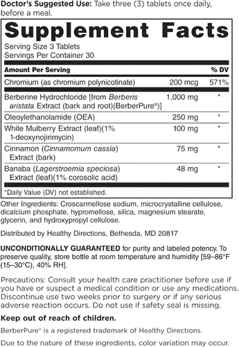 Vista 2 de DOCTORS' PREFERRED Suplemento de berberina con canela y cromo, 90ct