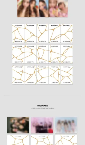 Vista 4 de LE SSERAFIM ANTIFRAGILE 2nd Mini Album 3 Version SET 1p Folding Poster On Pack+112p Booklet+1p PhotoCard+1p PostCard+1ea Sticker+3ea ANTIFRAGILE