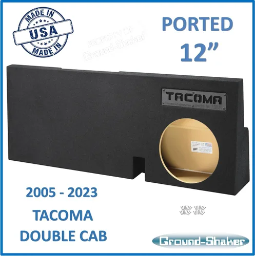 Vista 2 de Subcaja de 12 pulgadas con un solo puerto 2005-2023 Tacoma Subwoofer de cabina doble para coche, caja de altavoces con salida de tierra para coche