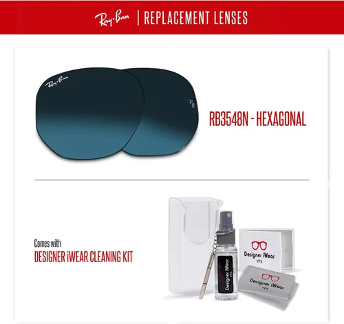Vista 3 de Ray-Ban Original HEXAGONAL RB3548N Replacement Lenses + Bundle with Designer iWear Eyewear Care Kit