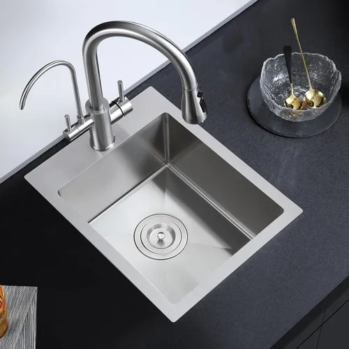 Vista 17 de ROVATE Fregadero de barra empotrable de 13 x 15 x 8 pulgadas, Fregadero de cocina pequeño de montaje superior de un solo compartimento, Fregaderos