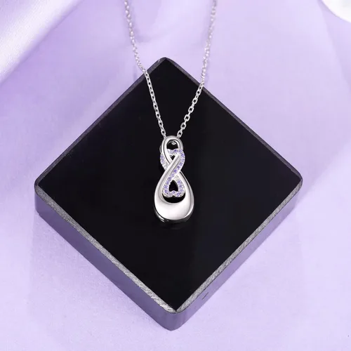 Vista 3 de ZGBY Collares de urna infinita de plata de ley 925, joyería de cremación de lágrima para cenizas, colgante conmemorativo para mujeres, hombres