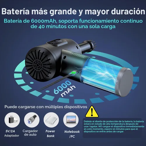Vista 7 de Plumero eléctrico de aire comprimido, soplador de polvo de 3 engranajes para computadoras, kit de limpieza electrónica de teclado, kit de limpieza