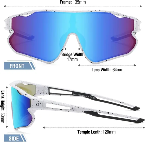 Vista 3 de DUCO Gafas de sol para niños y jóvenes, ligeras, con montura TR90, UV400, para béisbol, ciclismo, para niños y niñas, DK268