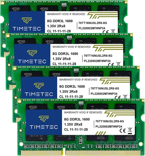 Vista 7 de Timetec 4GB DDR3L / DDR3 1600MHz PC3L-12800 / PC3-12800 Sin ECC Sin Búfer 1.35V / 1.5V CL11 2Rx8 Rango Dual 204 Pines SODIMM Portátil Notebook PC