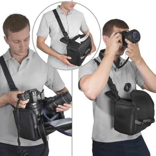 Vista 7 de Altura Photo Bolsa para cámara tipo bandolera - Mochila para cámaras Canon, Nikon, Sony y GoPro DSLR y sin espejo - Mochilas cruzadas para fotógrafos