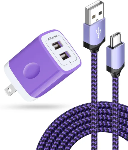 Vista 48 de AILKIN - Cargadores para iPhone con certificación MFI, cable Lightning trenzado de 6 pies de largo USB Wall Charger, Fast Charging Power Cord Plug
