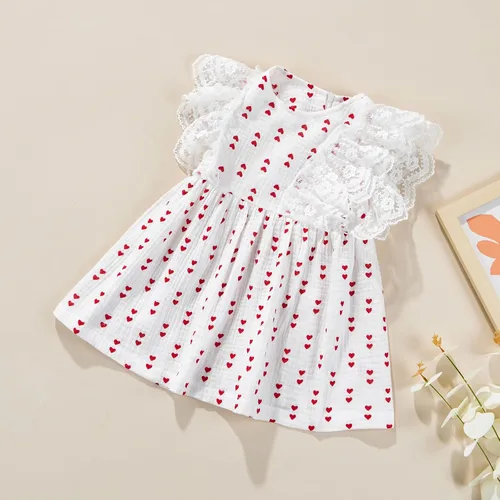 Vista 2 de Disfraz de tutú de tul de manga larga con estampado de corazón de terciopelo para niñas pequeñas, ropa de San Valentín