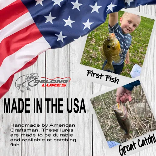 Vista 2 de DELONG LURES: Bluegill - Señuelos de pesca hechos en Estados Unidos, paquete de 12 señuelos de renacuajo preaparcados de 1.5 pulgadas para pesca