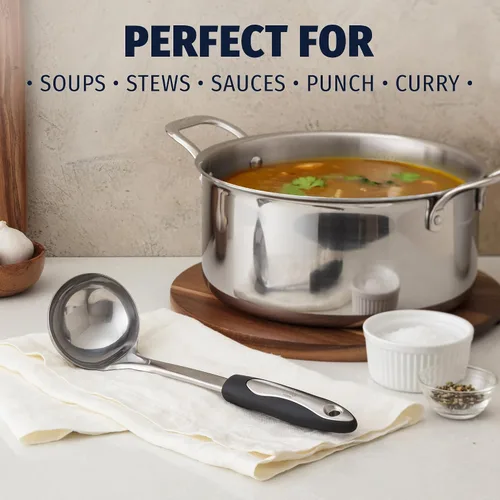 Vista 3 de Zulay Kitchen Premium Soup Ladle - 12" Stainless Steel with Non-Slip Silicone Handle (Pack of 3)