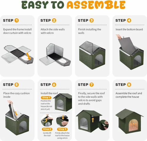 Vista 6 de Casa para gatos al aire libre resistente a la intemperie, casas aisladas para gatos al aire libre/interior para el invierno, refugio impermeable