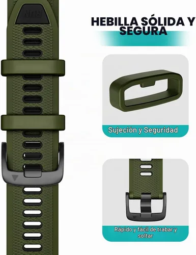 Vista 4 de OVERSTEP - Banda de liberación rápida de 0.866 in para Garmin Forerunner Verde militar Negro