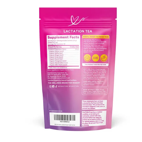 Vista 9 de Pink Stork Té Orgánico de Lactancia – Fenogreco, Hinojo, Cardo Mariano + Más – Apoyo para Lactancia Materna, Bombeo, Hidratación, Flujo de Leche