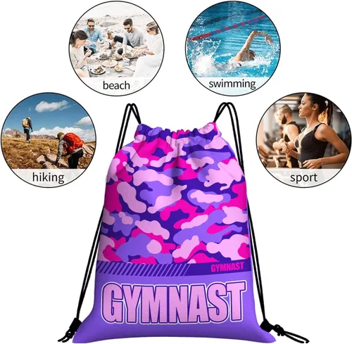 Vista 23 de Mochila con cordón impermeable para gimnasio, bolsas con cordón, bolsa de cuerda deportiva, mochila de camuflaje, Bolsas con cordón Cheer - Bolsas