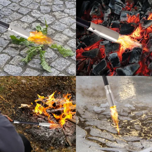 Vista 5 de Ivation Mini antorcha de propano con autoencendedor, herramienta de quemador de malezas de mano con encendedor integrado para césped, patio