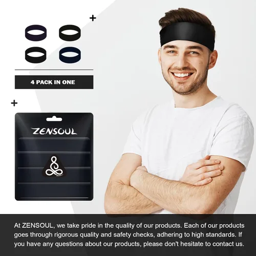 Vista 7 de ZENSOUL Sports Headbands for Men, Sweat Bands Headbands Men, Moisture Wicking Workout Headband, Mens Headband Sweatband for Running, Basketball
