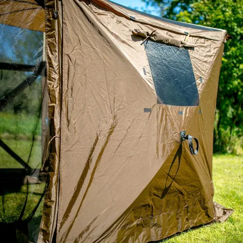 Vista 3 de Clam Paneles de viento y sol de ajuste rápido, paquete de 2 – Paredes laterales de tienda de campaña de pantalla marrón – Se adapta a viajeros