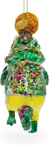 Vista 3 de Adorno navideño de cristal soplado de lagarto camaleón colorido