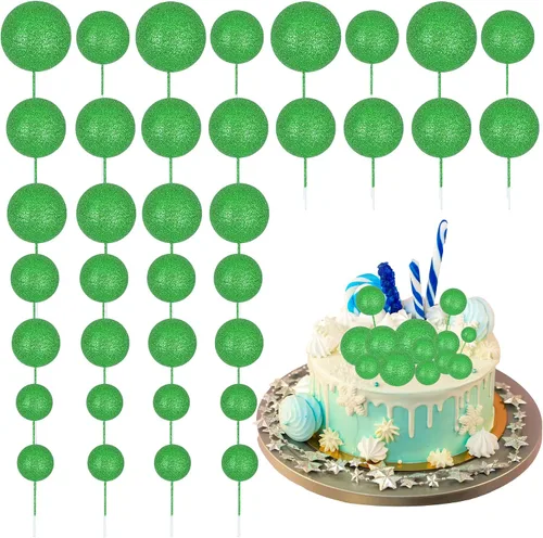Vista 33 de 30 piezas de mini globo para decoración de tartas, bolas de espuma con purpurina, bolas de perlas de imitación, decoración para tartas, decoración