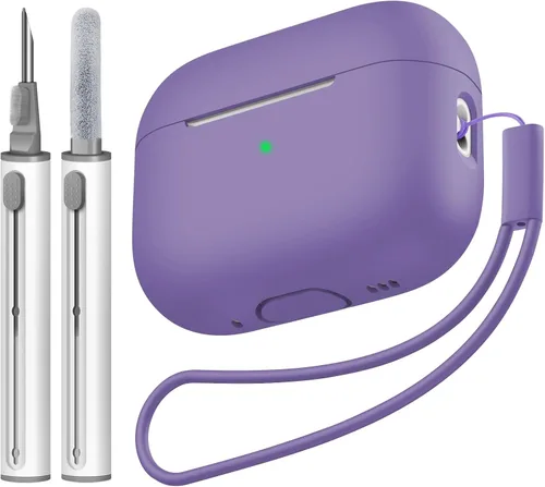 Vista 32 de Compatible con Airpods Pro 2 Case, Funda Protectora de Piel de Silicona Suave con Kit de Limpieza y Cordón Compatible para AirPod Pro de 2ª