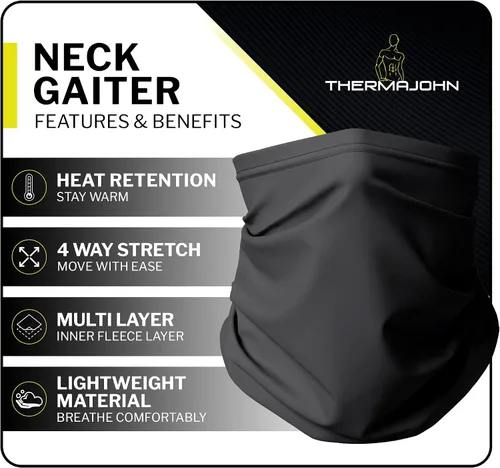 Vista 2 de Thermajohn Calentador de cuello de forro polar para hombre, bufanda de invierno para clima frío