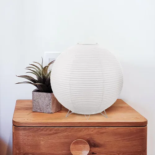 Vista 6 de Lámpara de mesa de papel con bombilla E14, luz suave y cálida para dormitorio, lámpara decorativa de papel de arroz para dormitorio, lámpara